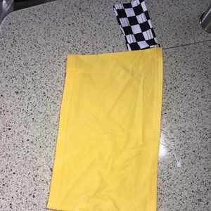 Tube top with off shoulder checkered arms